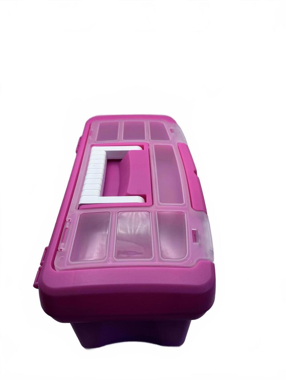 Pink Plastic Toolbox with Compartments and Handle - Picture 2 of 8
